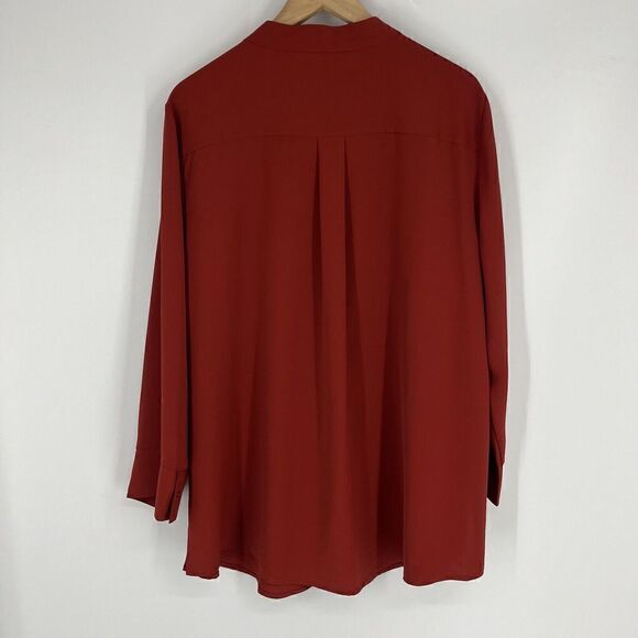 Chicos Shirt Size 3 Womens16/18 Red Button Up Epaulette Shoulder Flap Blouse Top - Picture 5 of 8